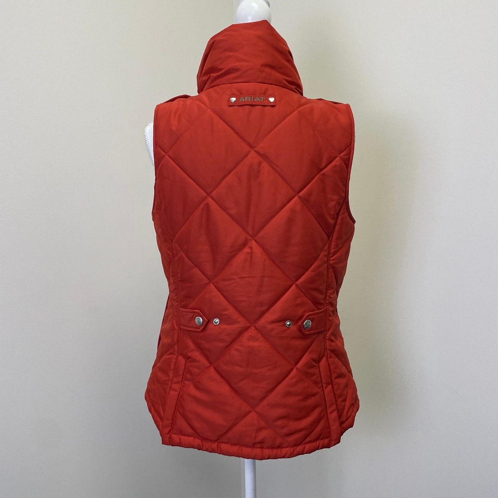 Ariat Womens Red Quilted Equestrian Vest Dog Print Lining Size Small - Picture 5 of 16